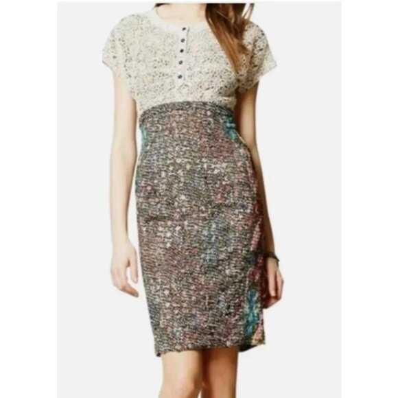 Anthropologie Beguile Byron Lars Lace Study Sheath Short Slv Dress Women Sz 2 - Picture 16 of 16